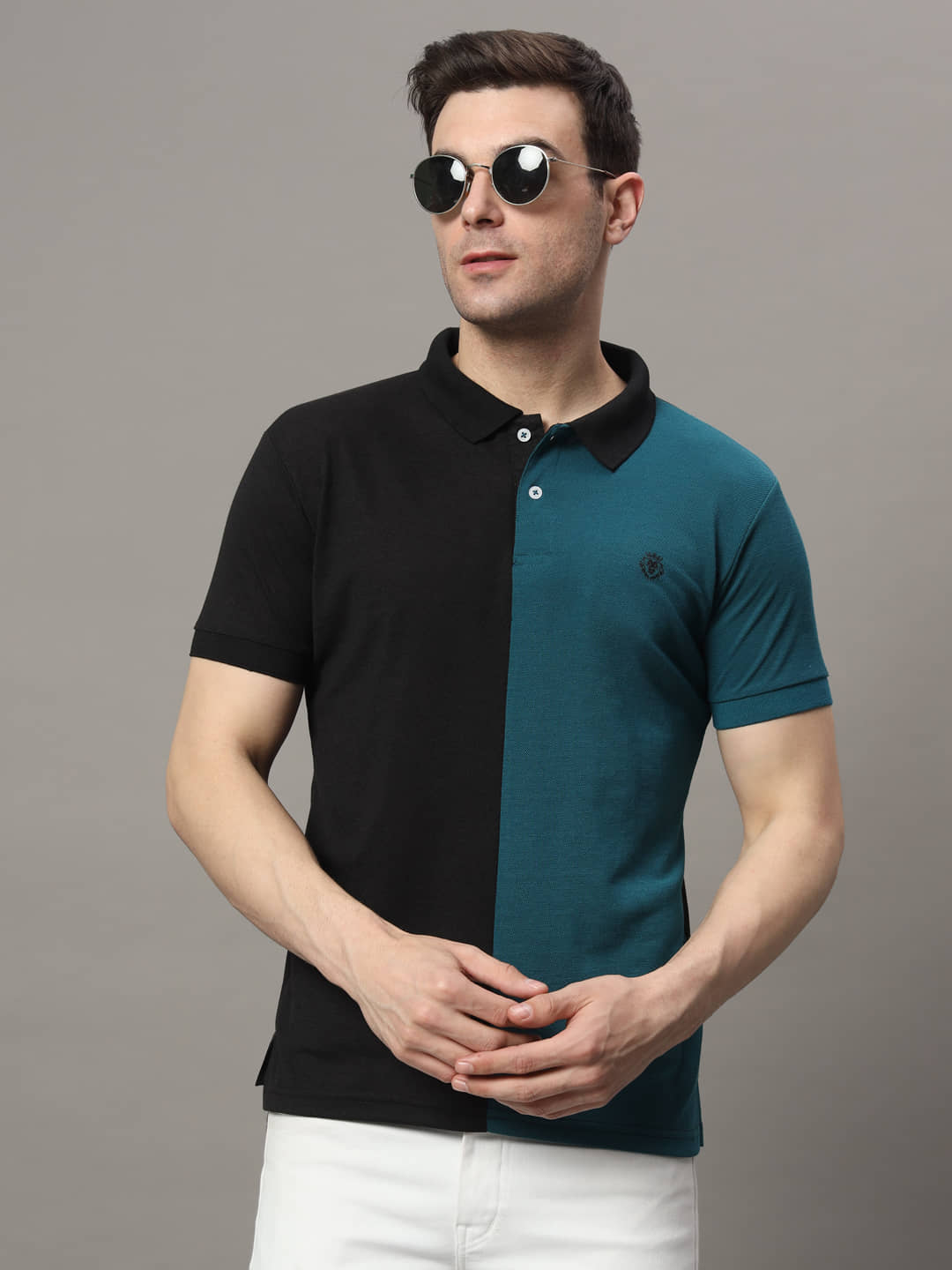 The Million Club Pack of 1 Cotton Blend Regular Fit Colorblock Half Sleeves Men's Polo T Shirt ( Olive Green )