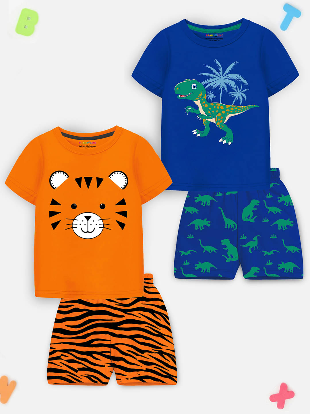 Trampoline Pack of 2 Boys Cotton Blend T-Shirt & Shorts Set ( Multicolor 5 )     			Trampoline Pack of 2 Boys Cotton Blend T-Shirt & Shorts Set ( Multicolor 5 )