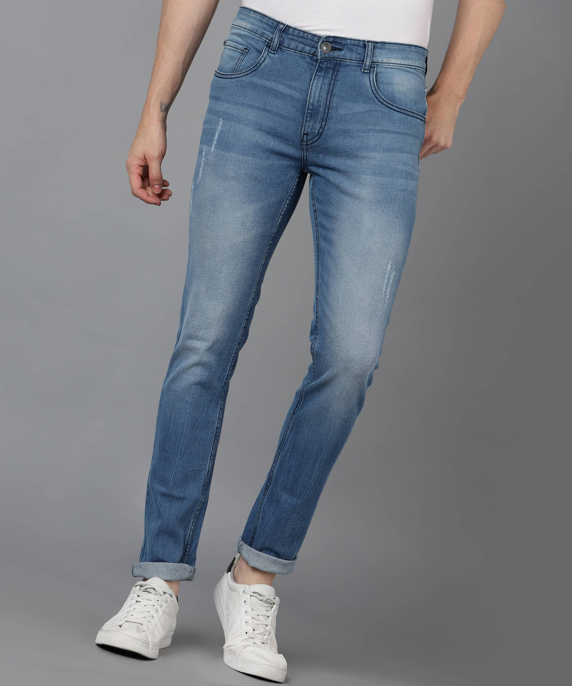 Urbano Fashion Slim Fit Distressed Men's Jeans - Light Blue ( Pack of 1 ) Urbano Fashion Slim Fit Distressed Men's Jeans - Light Blue ( Pack of 1 )