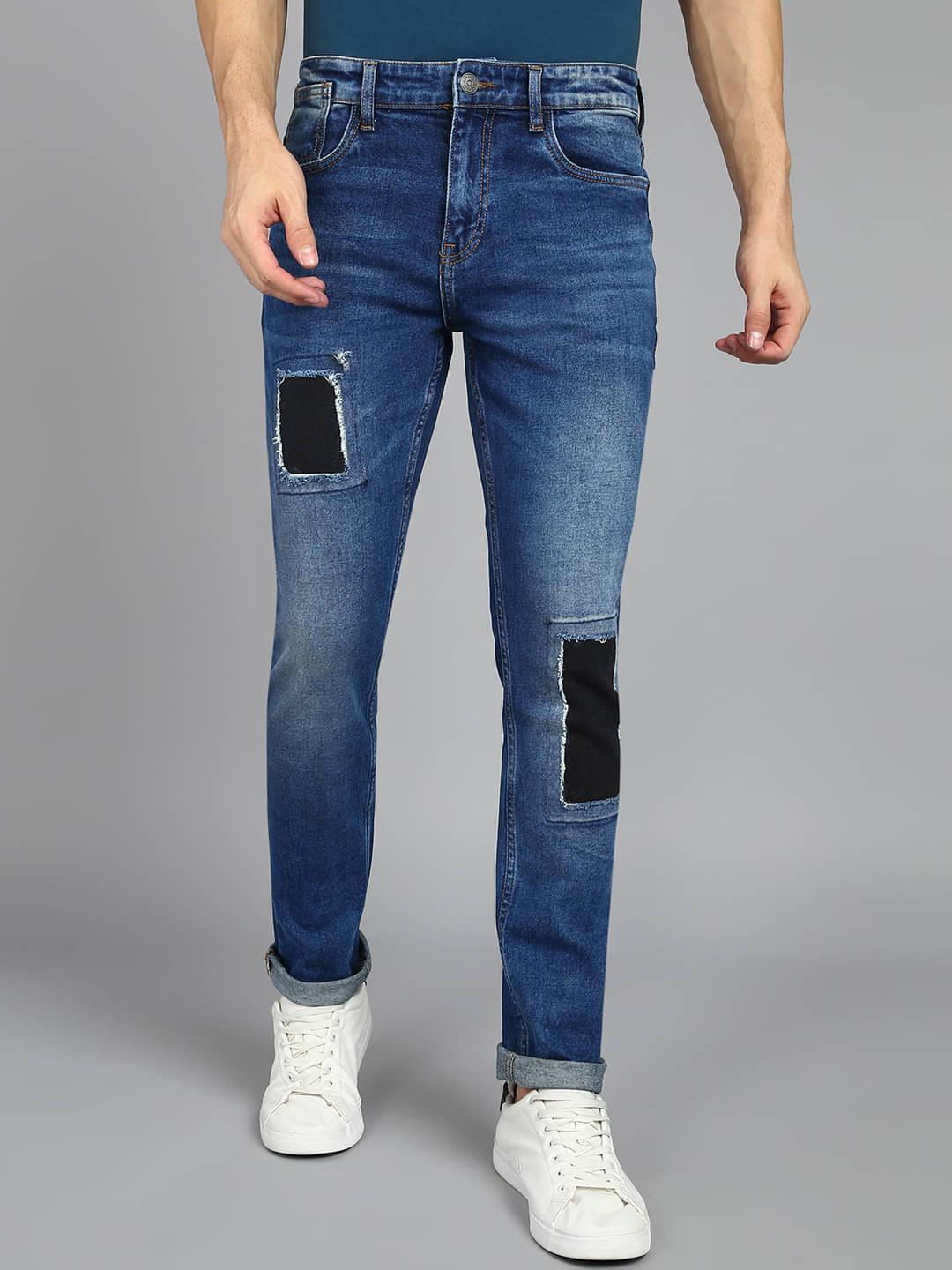     			Urbano Fashion Slim Fit Distressed Men's Jeans - Dark Blue ( Pack of 1 )