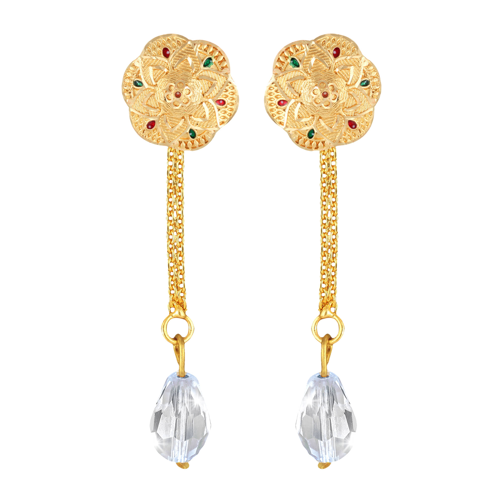     			VIVASTRI Golden Drop Earrings ( Pack of 1 )