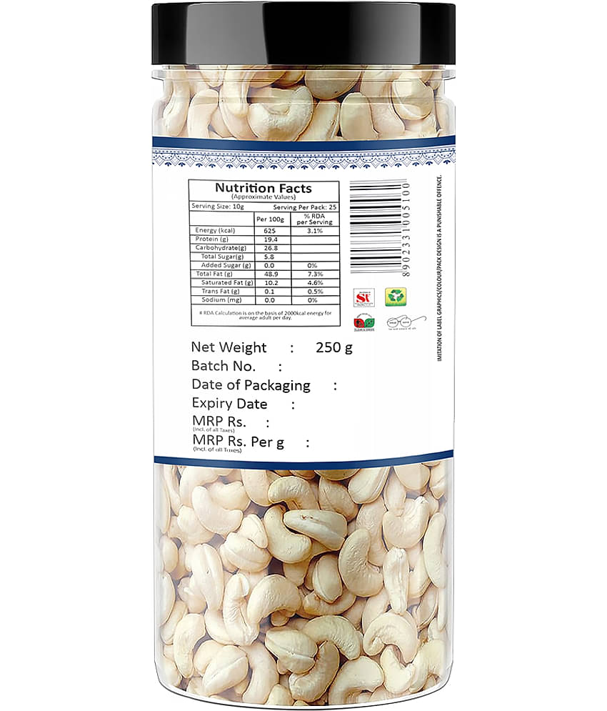 YUM YUM Premium Raw Cashew Nut Kaju 250g Cashews (250 g)