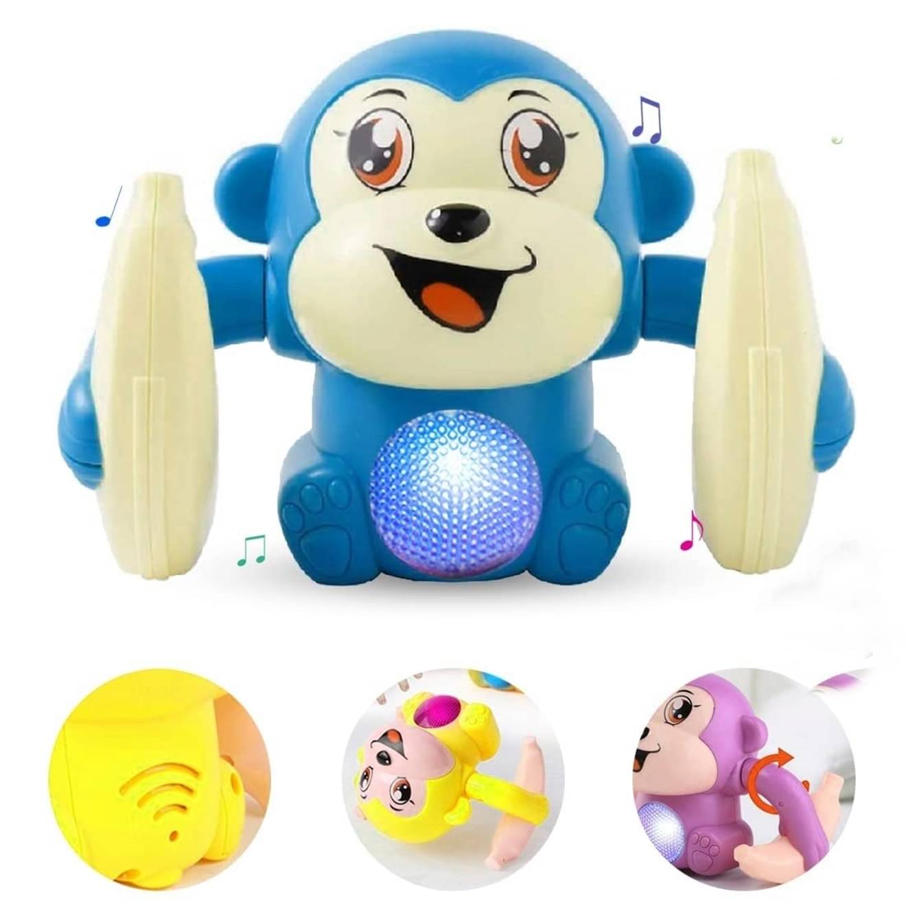 FRATELLI Dancing Monkey Musical Toy for Kids Baby Spinning Rolling Doll Tumble Toy - ISI Mark - Made in India FRATELLI Dancing Monkey Musical Toy for Kids Baby Spinning Rolling Doll Tumble Toy - ISI Mark - Made in India