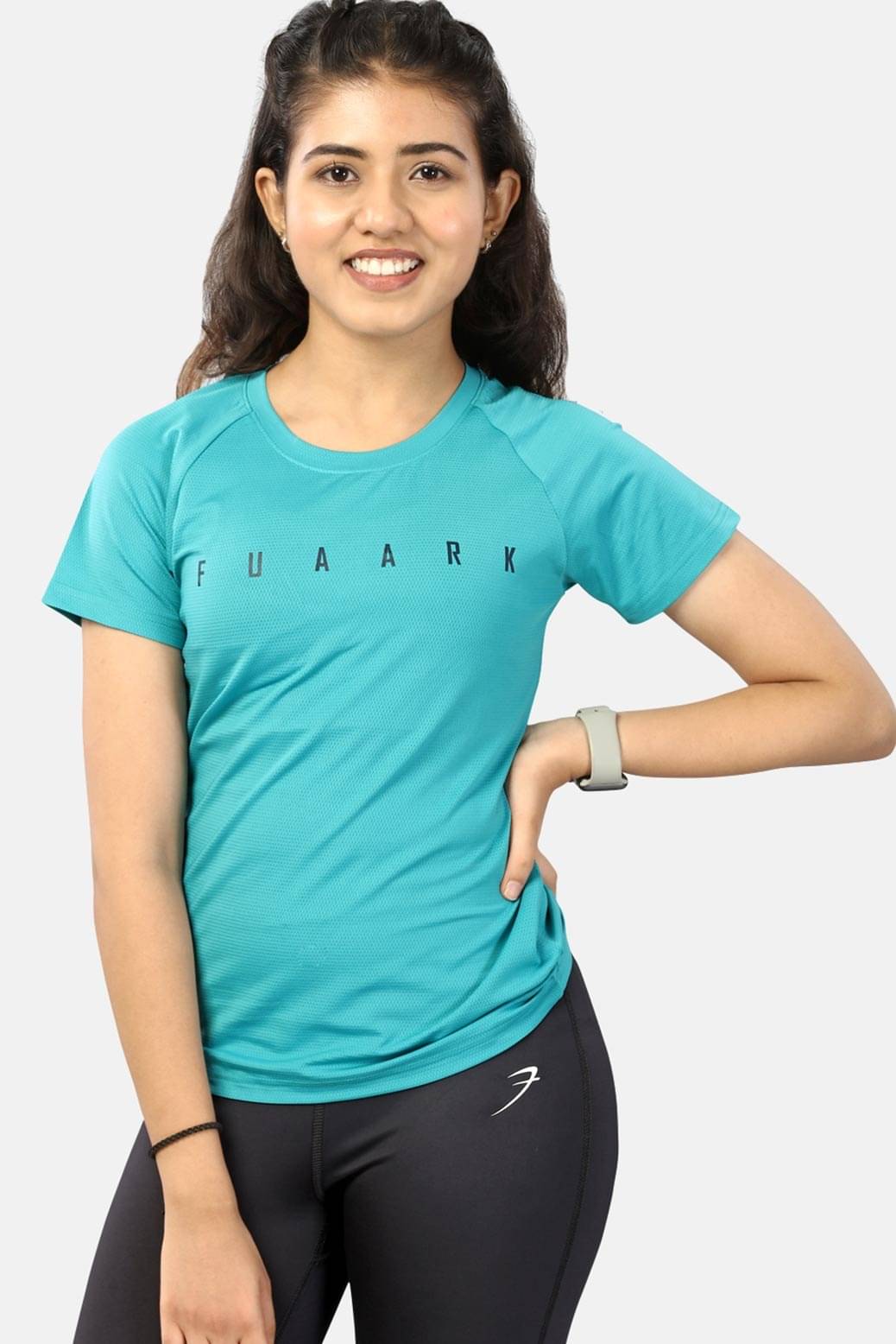     			Fuaark Turquoise Polyester Lycra Tees - Single