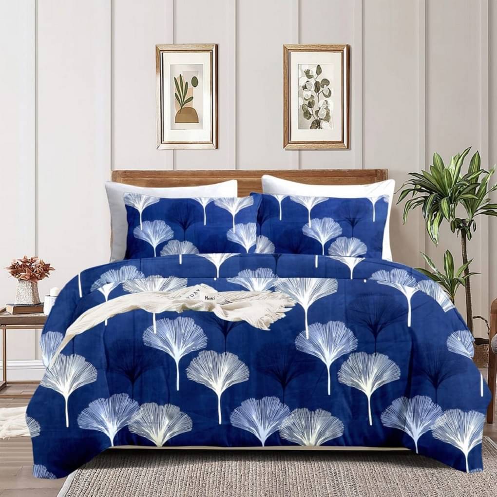     			Neekshaa Glace Cotton 1 Double Bedsheet with 2 Pillow Covers ( Dark Blue )