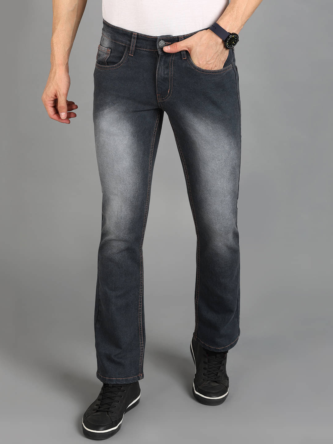 Urbano Fashion Regular Fit Bootcut Men's Jeans - Dark Grey ( Pack of 1 ) Urbano Fashion Regular Fit Bootcut Men's Jeans - Dark Grey ( Pack of 1 )