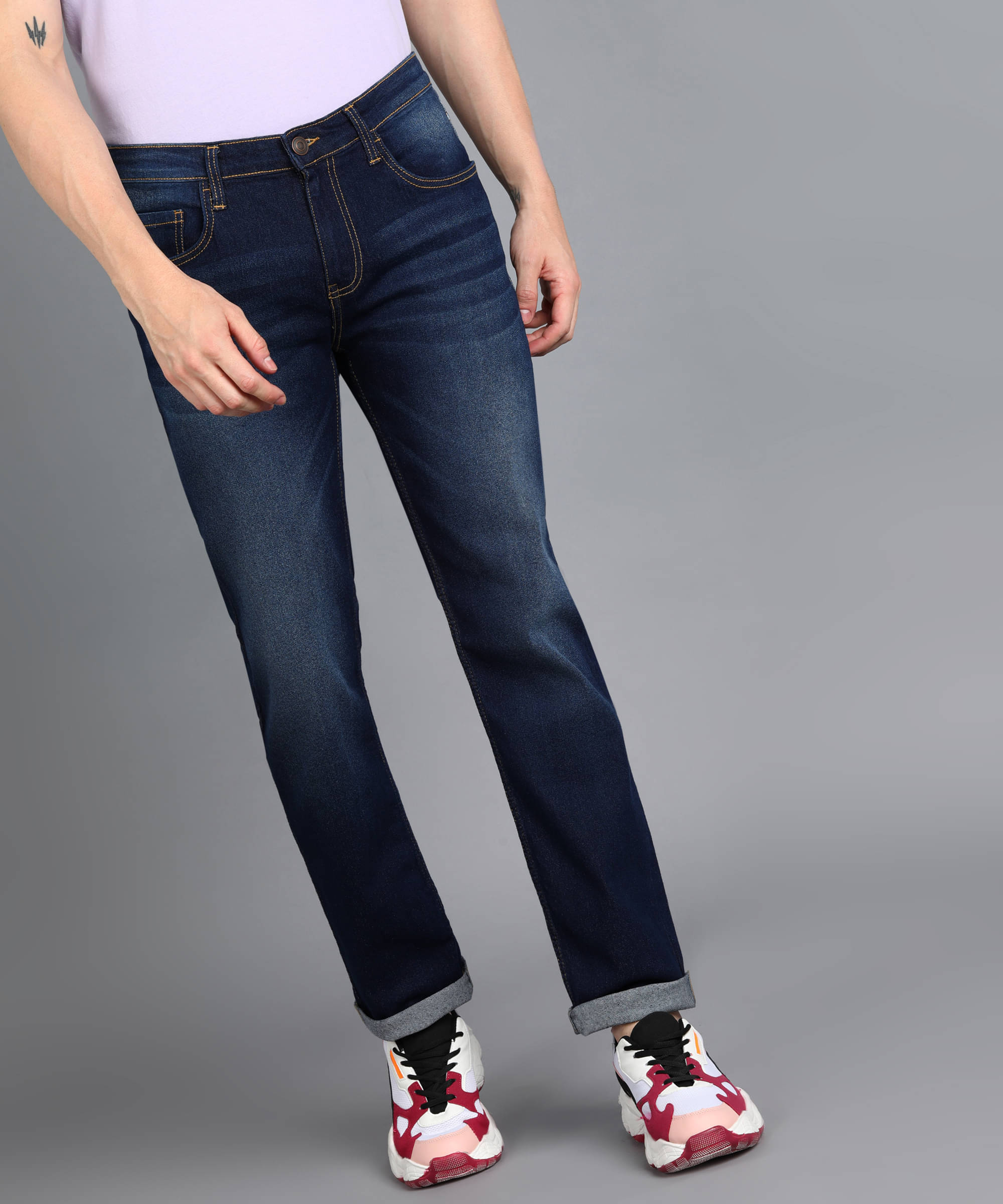     			Urbano Fashion Regular Fit Washed Men's Jeans - Dark Blue ( Pack of 1 )