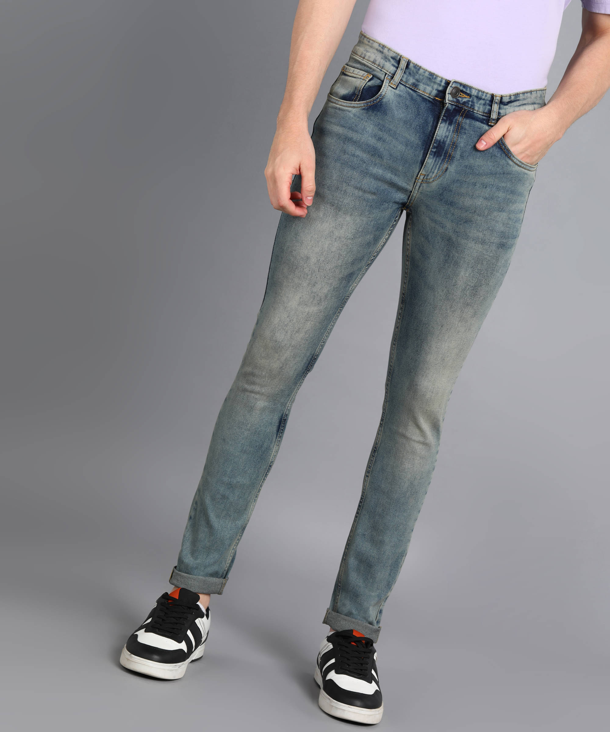     			Urbano Fashion Skinny Fit Washed Men's Jeans - Light Blue ( Pack of 1 )