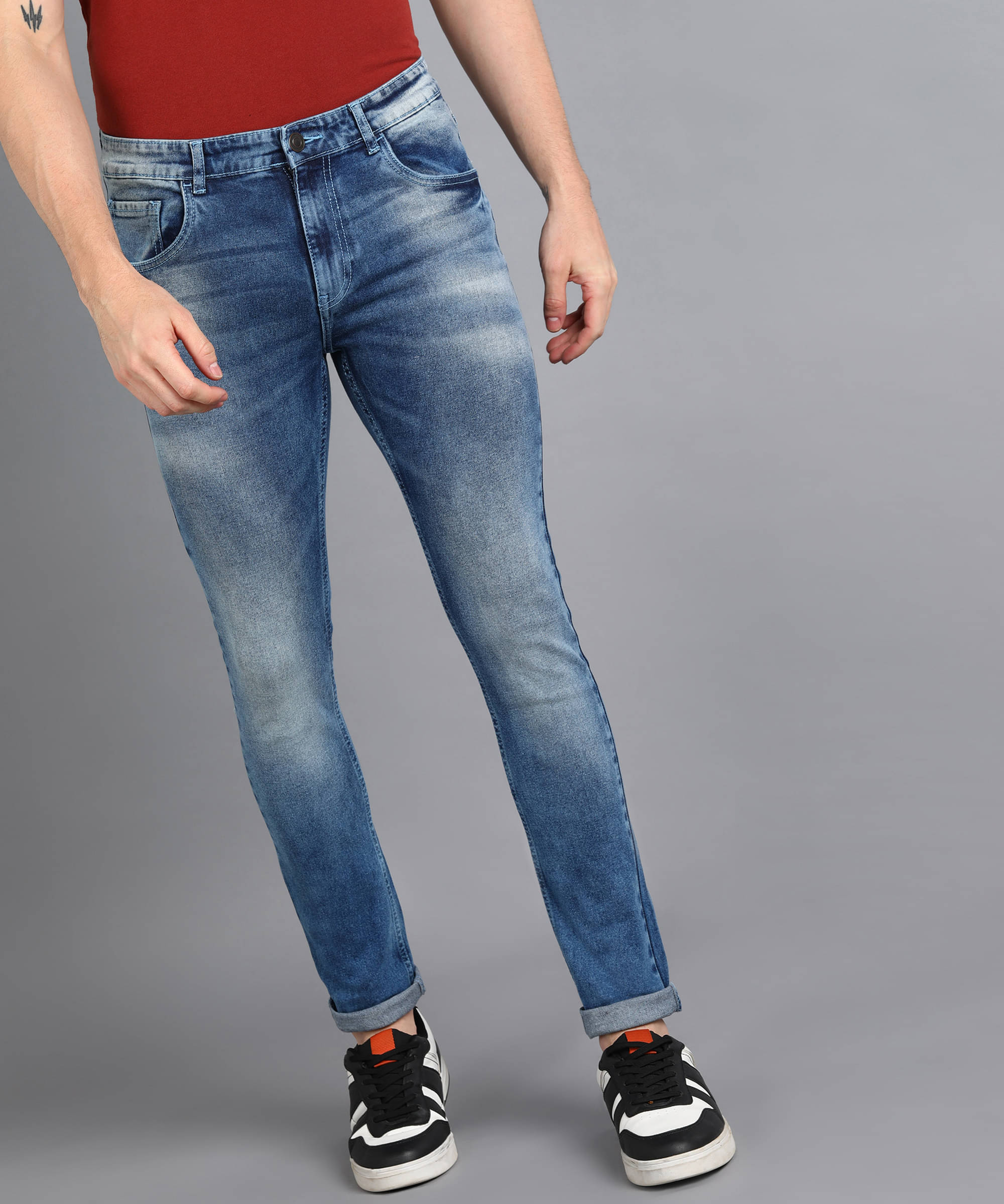     			Urbano Fashion Skinny Fit Washed Men's Jeans - Blue ( Pack of 1 )