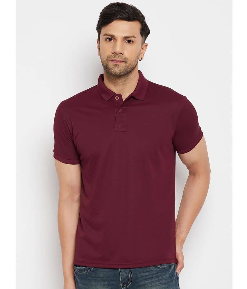 98 Degree North Pack of 1 Polyester Regular Fit Solid Half Sleeves Men's Polo T Shirt ( Wine )