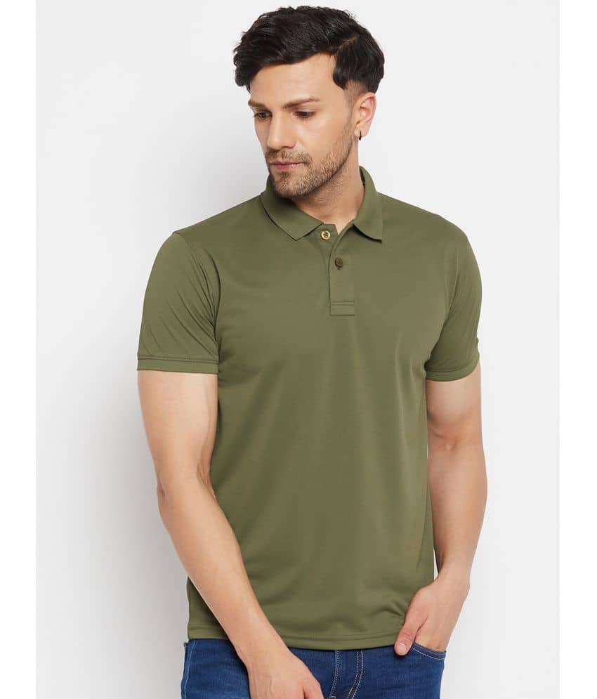 98 Degree North Pack of 1 Polyester Regular Fit Solid Half Sleeves Men's Polo T Shirt ( Olive Green )