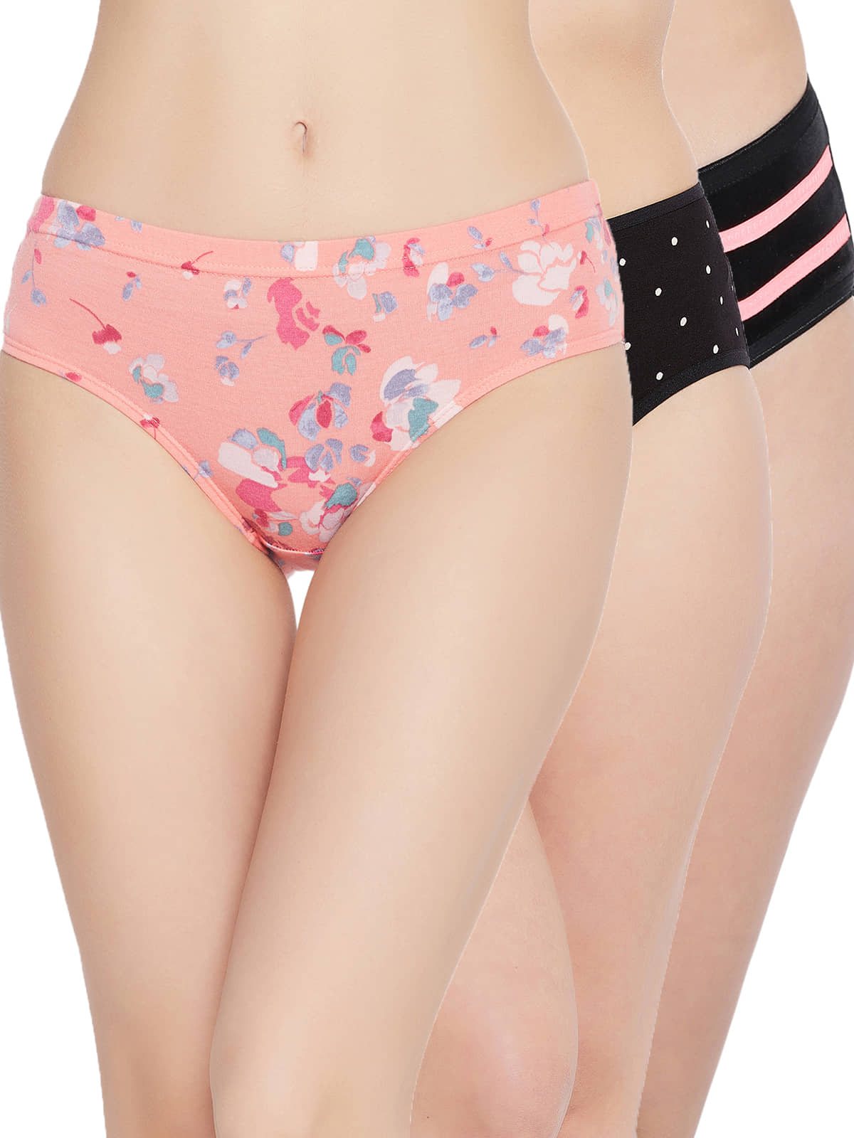 Clovia Multi Color Cotton Printed Women's Hipster ( Pack of 3 )