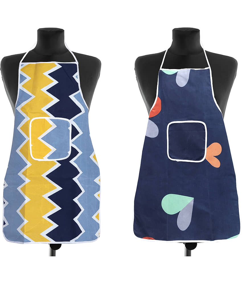 Aazeem Others Printed Kitchen Apron with 1 Center Pocket ( Pack of 2 )