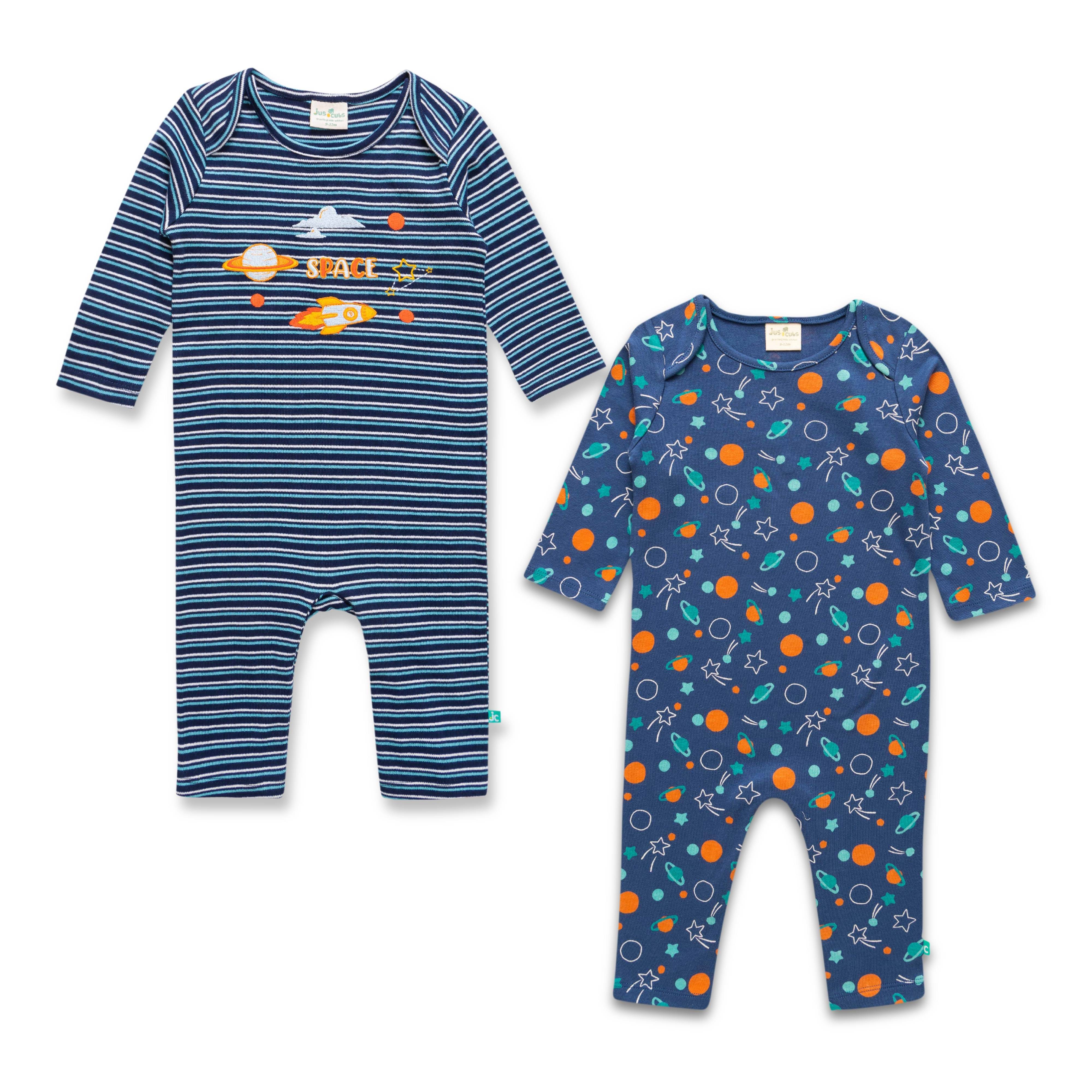     			Juscubs Multicolor Cotton Blend Rompers For Baby Boy ( Pack of 2 )