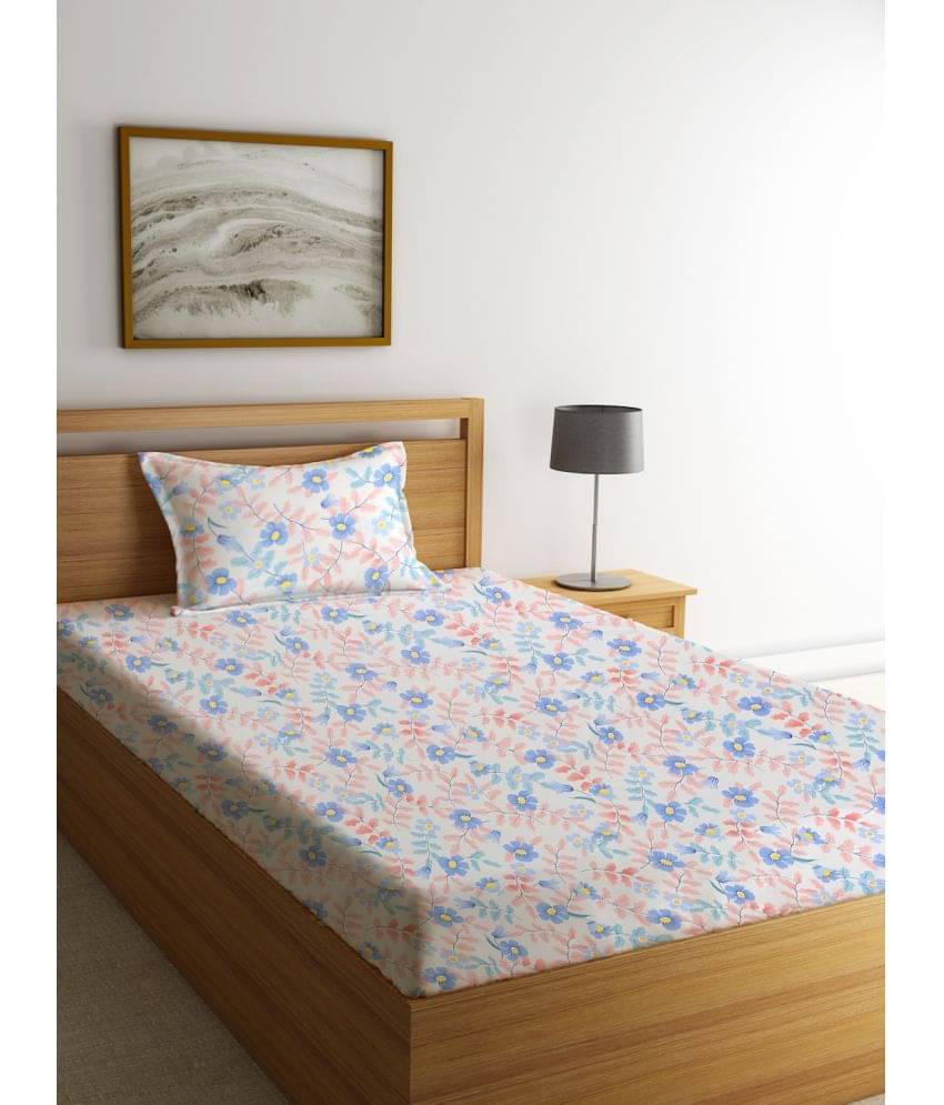     			Klotthe Poly Cotton 1 Single Bedsheet with 1 Pillow Cover ( Multicolor )