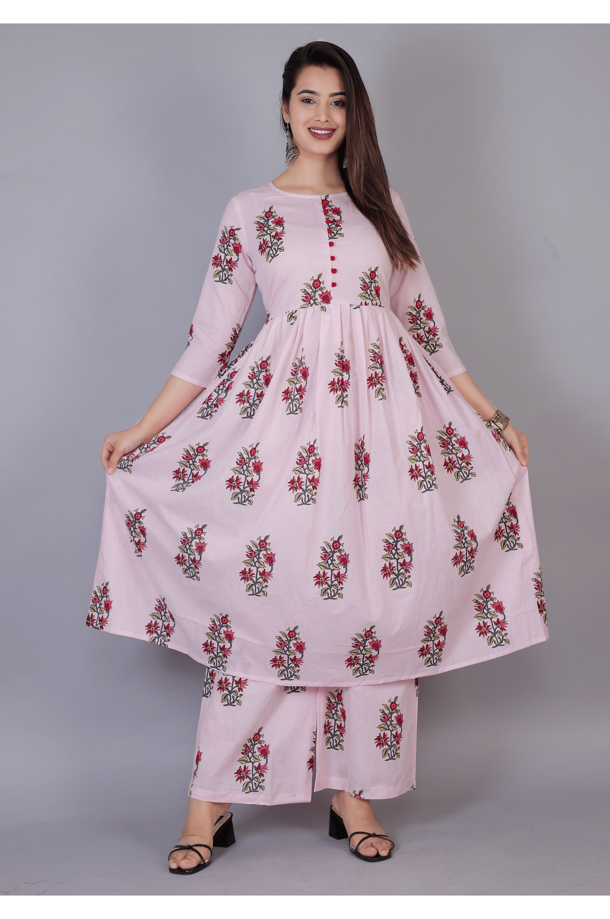 MAUKA Rayon Printed Anarkali Women's Kurti - Pink ( Pack of 1 ) MAUKA Rayon Printed Anarkali Women's Kurti - Pink ( Pack of 1 )