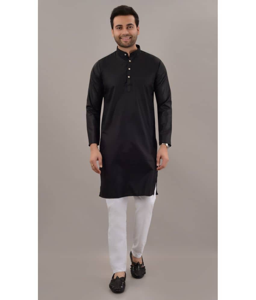 MOUDLIN Black Cotton Blend Regular Fit Men's Kurta Pyjama Set ( Pack of 1 ) - Kurtas & Kurta Sets | Buy online on ZillyBuy