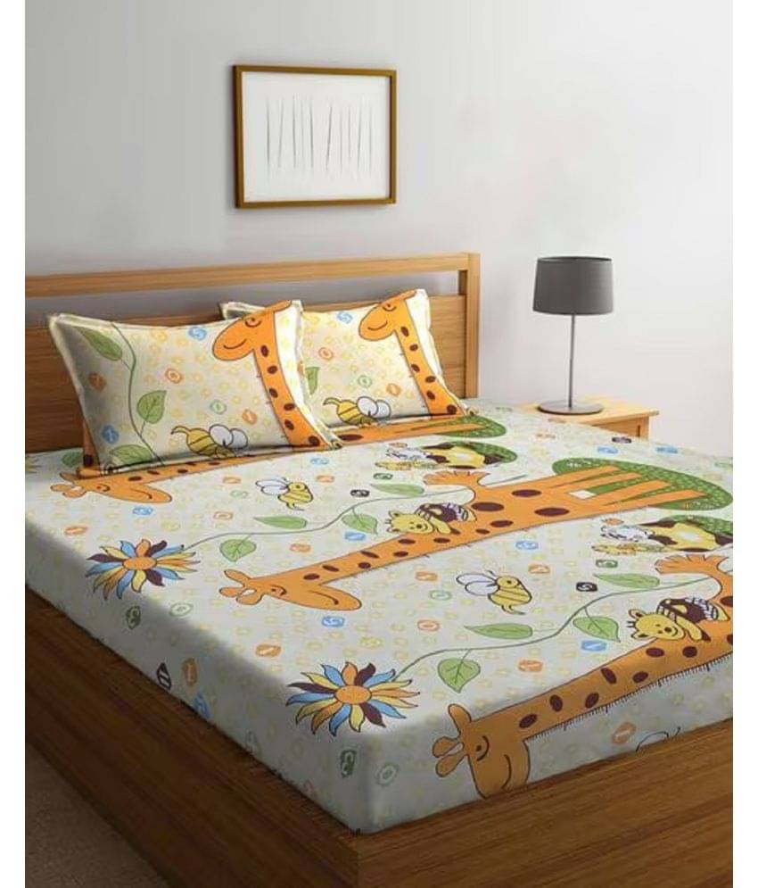     			Neekshaa Glace Cotton 1 Double Bedsheet with 2 Pillow Covers ( Cream )
