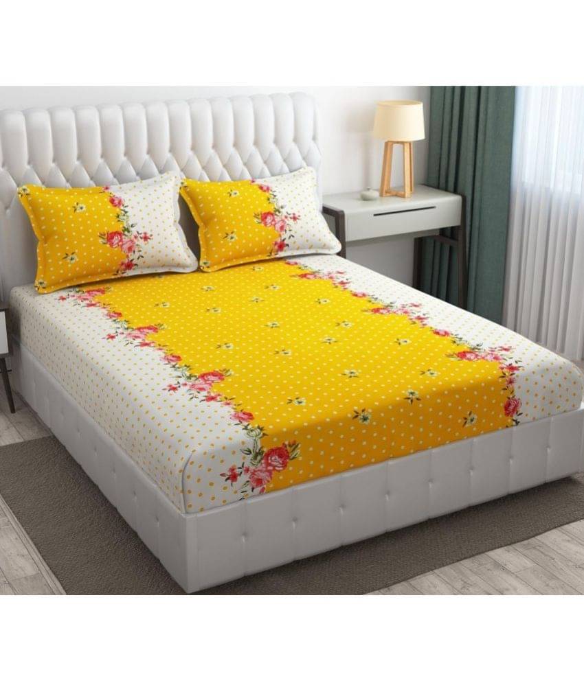     			Neekshaa Glace Cotton 1 Double Bedsheet with 2 Pillow Covers ( Yellow )