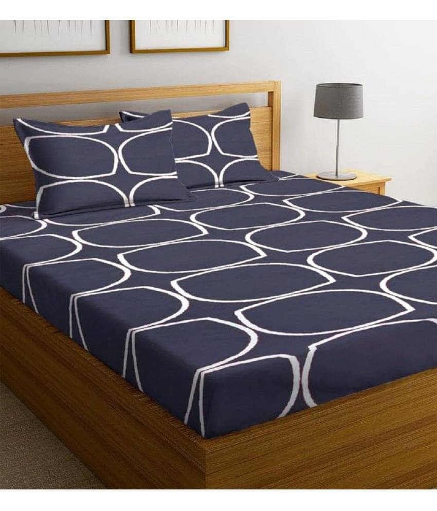     			Neekshaa Glace Cotton 1 Double Bedsheet with 2 Pillow Covers ( Blue )