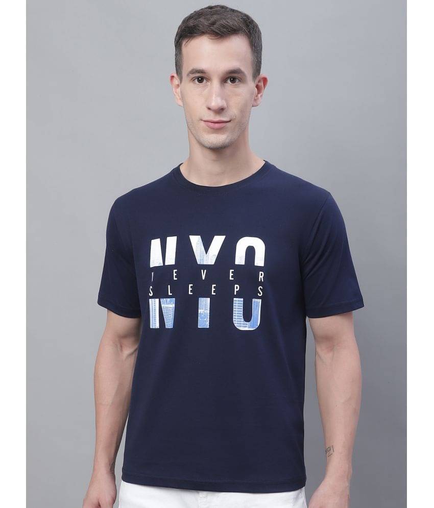 OBAAN Pack of 1 Cotton Blend Regular Fit Men's T-Shirt ( Navy Blue ) OBAAN Pack of 1 Cotton Blend Regular Fit Men's T-Shirt ( Navy Blue )