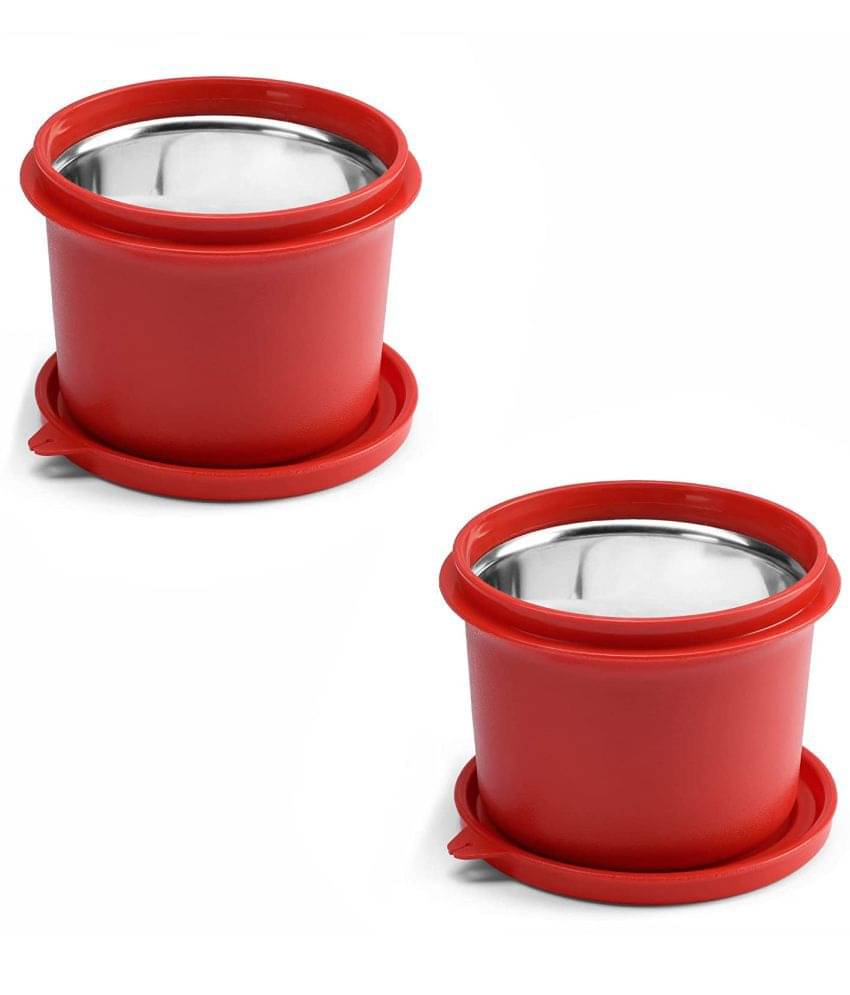     			Oliveware Steel Red Food Container ( Set of 2 )
