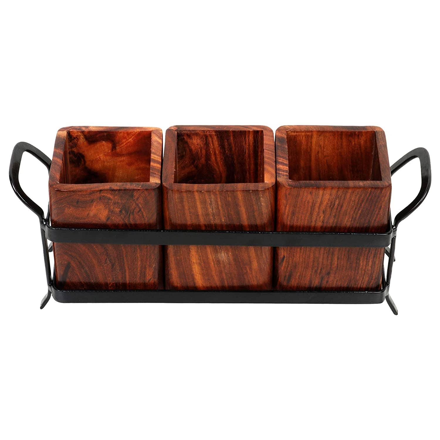 SWH Brown Wooden Cutlery Holder ( Pack of 1 )