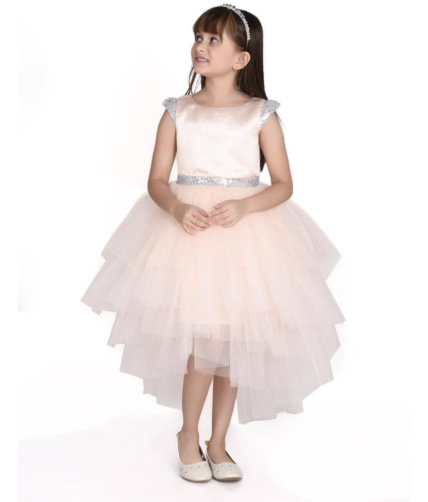     			Toy Balloon Kids Net Fit And Flare Dress For Girls ( Pack of 1 , Peach )