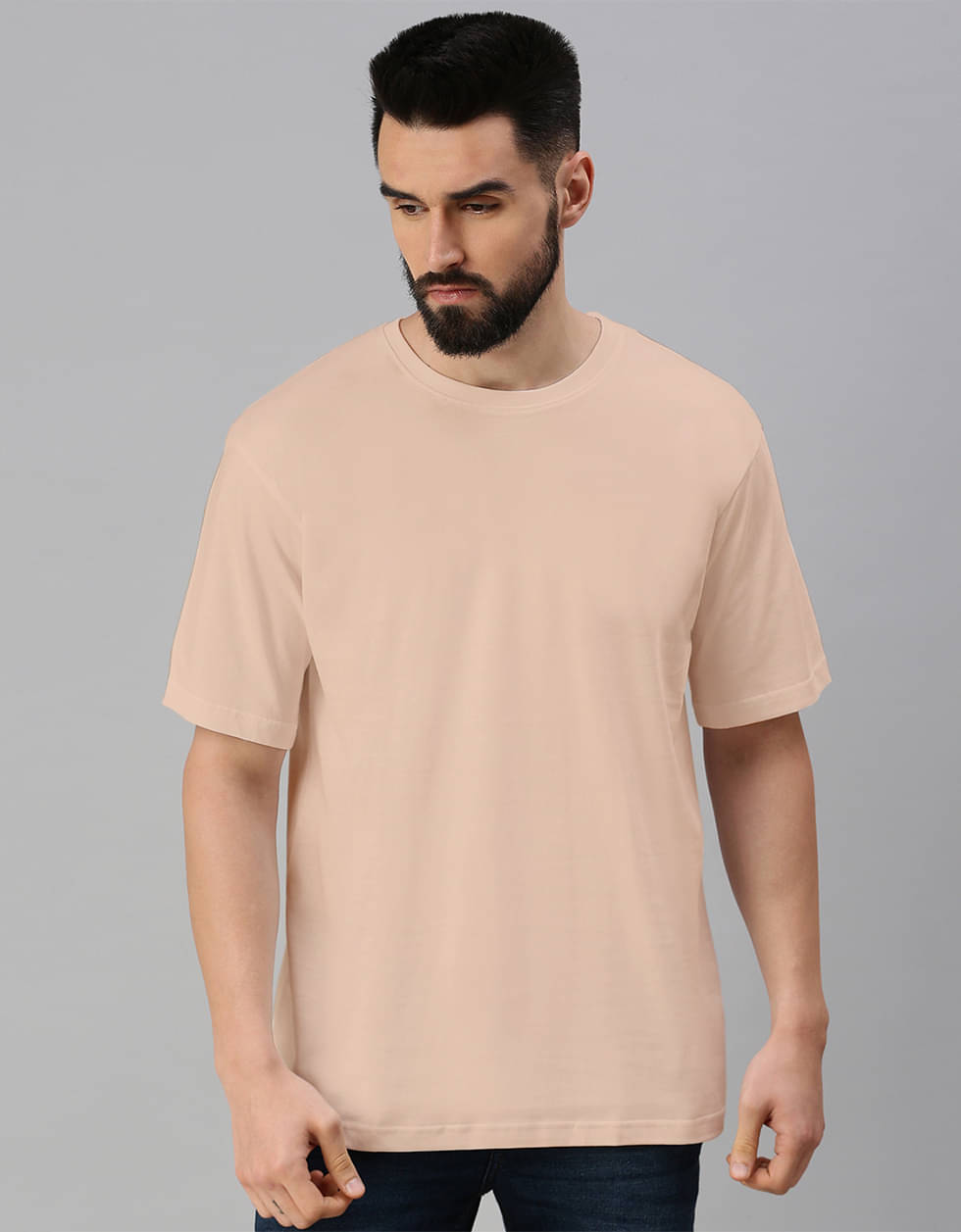 Veirdo Pack of 1 100% Cotton Oversized Fit Men's T-Shirt ( Beige ) Veirdo Pack of 1 100% Cotton Oversized Fit Men's T-Shirt ( Beige )
