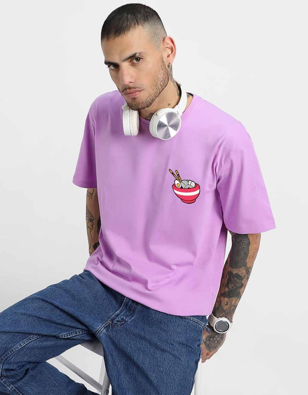 Veirdo Pack of 1 100% Cotton Oversized Fit Men's T-Shirt ( Purple )