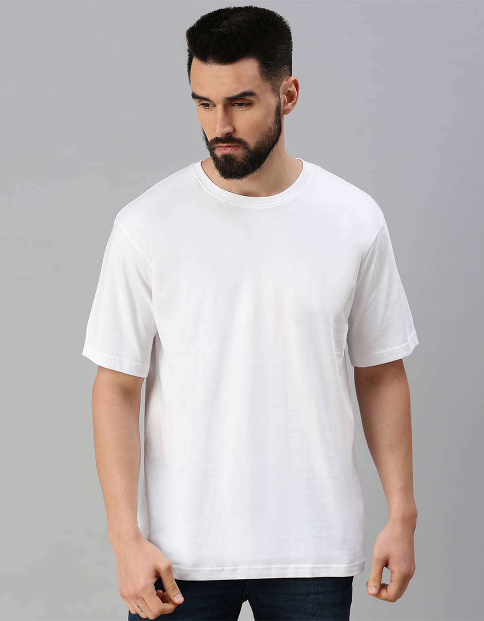 Veirdo Pack of 1 100% Cotton Oversized Fit Men's T-Shirt ( White ) Veirdo Pack of 1 100% Cotton Oversized Fit Men's T-Shirt ( White )
