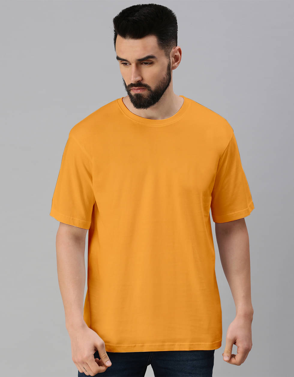     			Veirdo Pack of 1 100% Cotton Oversized Fit Men's T-Shirt ( Mustard )