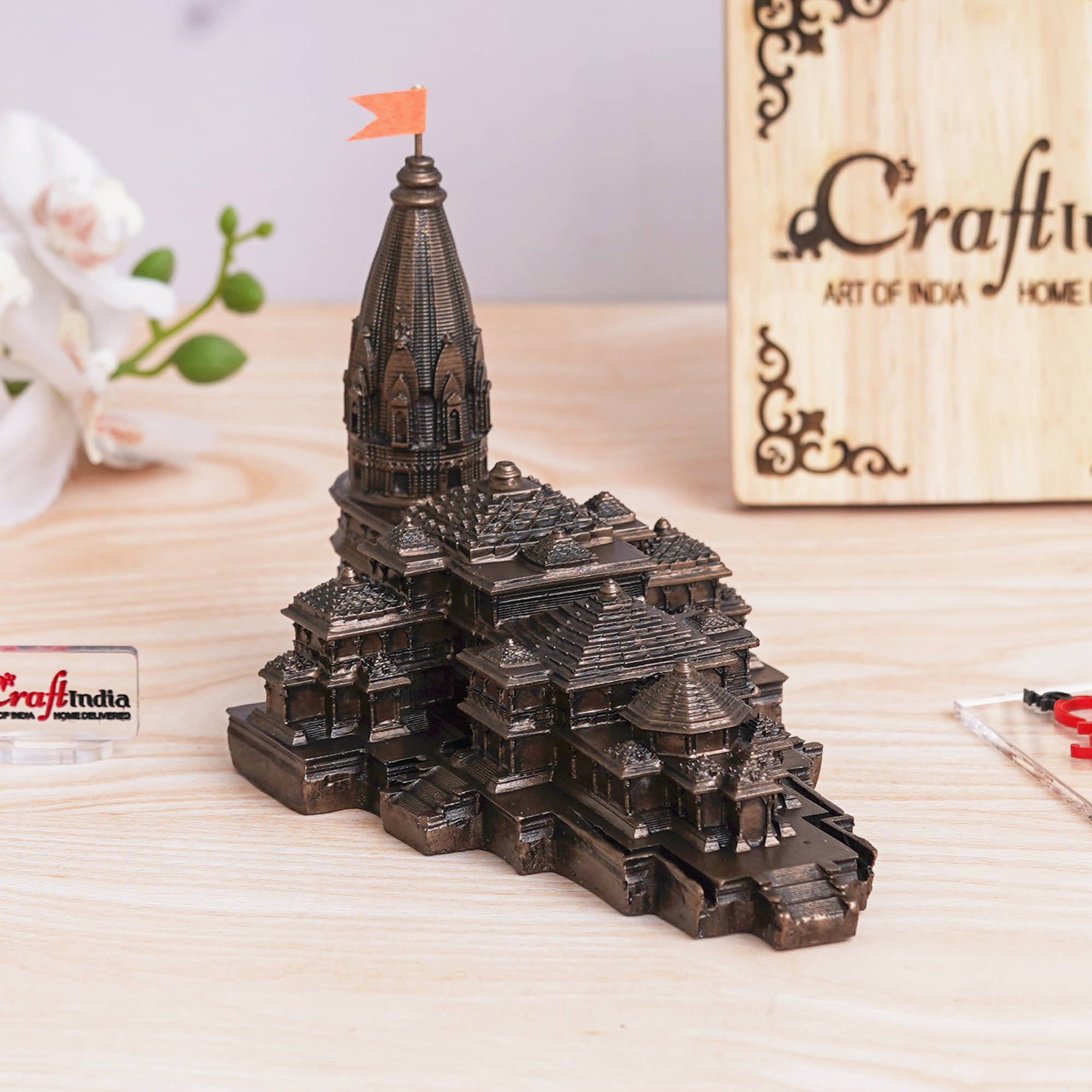 eCraftIndia Copper-Toned Ram Mandir Ayodhya Model Showpiece eCraftIndia Copper-Toned Ram Mandir Ayodhya Model Showpiece