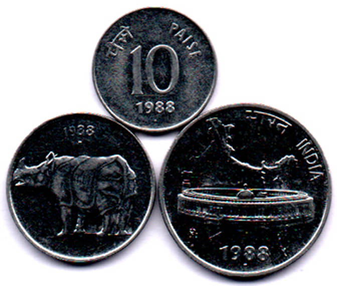 10 / 25 / 50 / TEN/ TWENTY FIVE / FIFTY PAISE / PAISA RARE STEEL 1988 NOIDA FIRST ISSUE (3 PCS) COMMEMORATIVE COLLECTIBLE- U.N.C. 10 / 25 / 50 / TEN/ TWENTY FIVE / FIFTY PAISE / PAISA RARE STEEL 1988 NOIDA FIRST ISSUE (3 PCS) COMMEMORATIVE COLLECTIBLE- U.N.C.