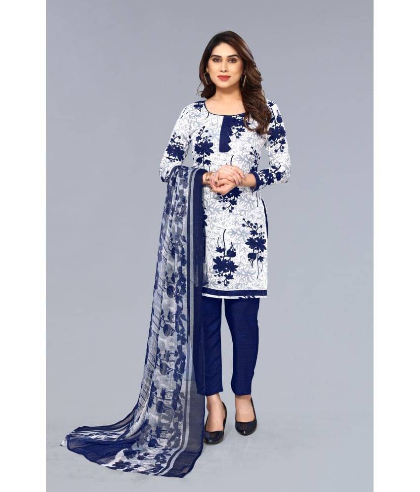 Anand Unstitched Crepe Printed Dress Material - White ( Pack of 1 ) Anand Unstitched Crepe Printed Dress Material - White ( Pack of 1 )