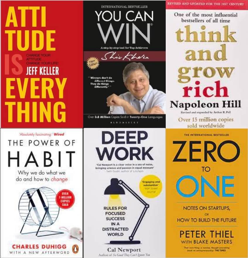     			Attitude Is Everything + You Can Win + Think And Grow Rich + The Power of Habits + Deep Work + Zero To One
