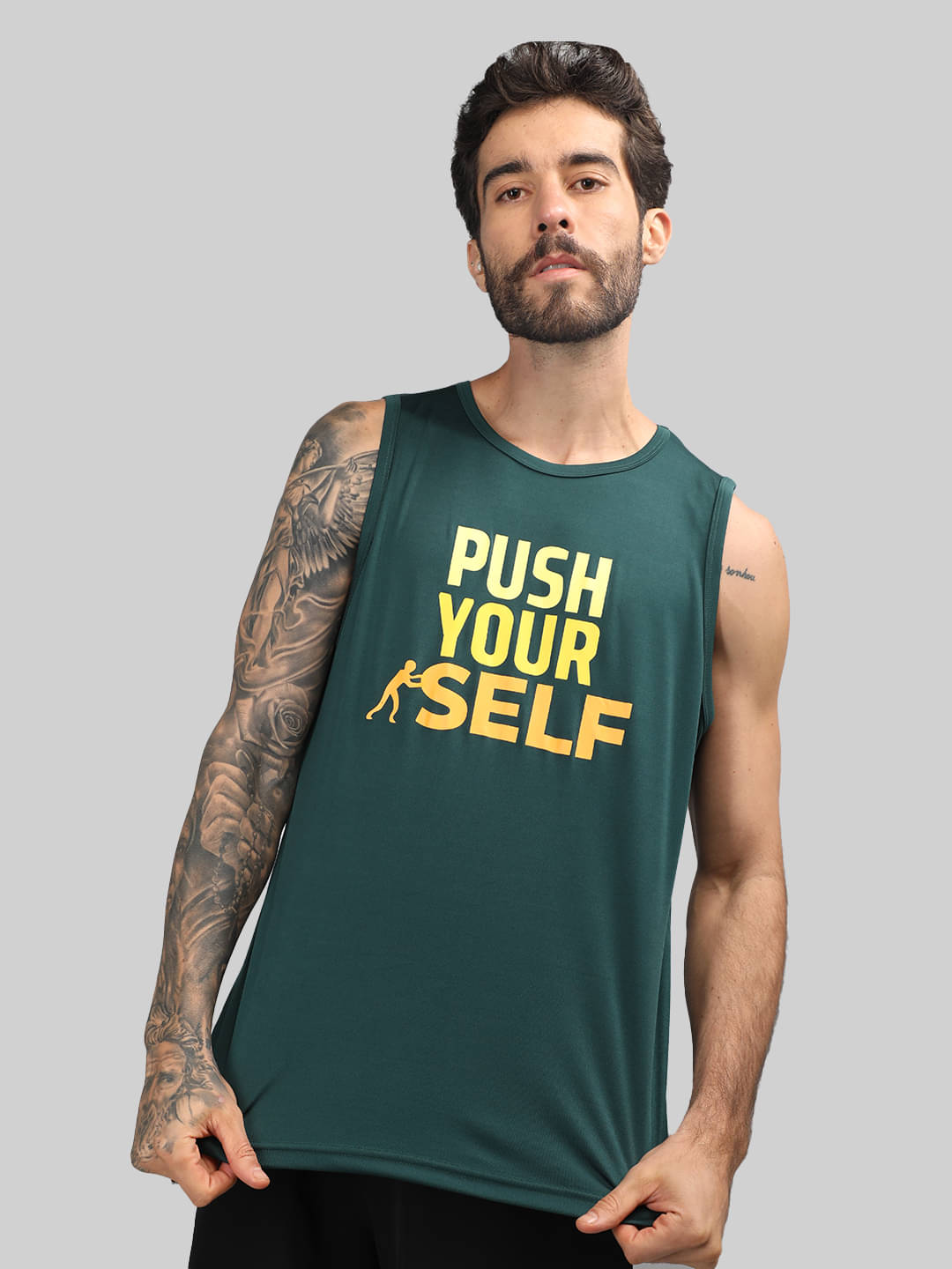     			Chkokko Pack of 1 Polyester Tank For Men ( Green )