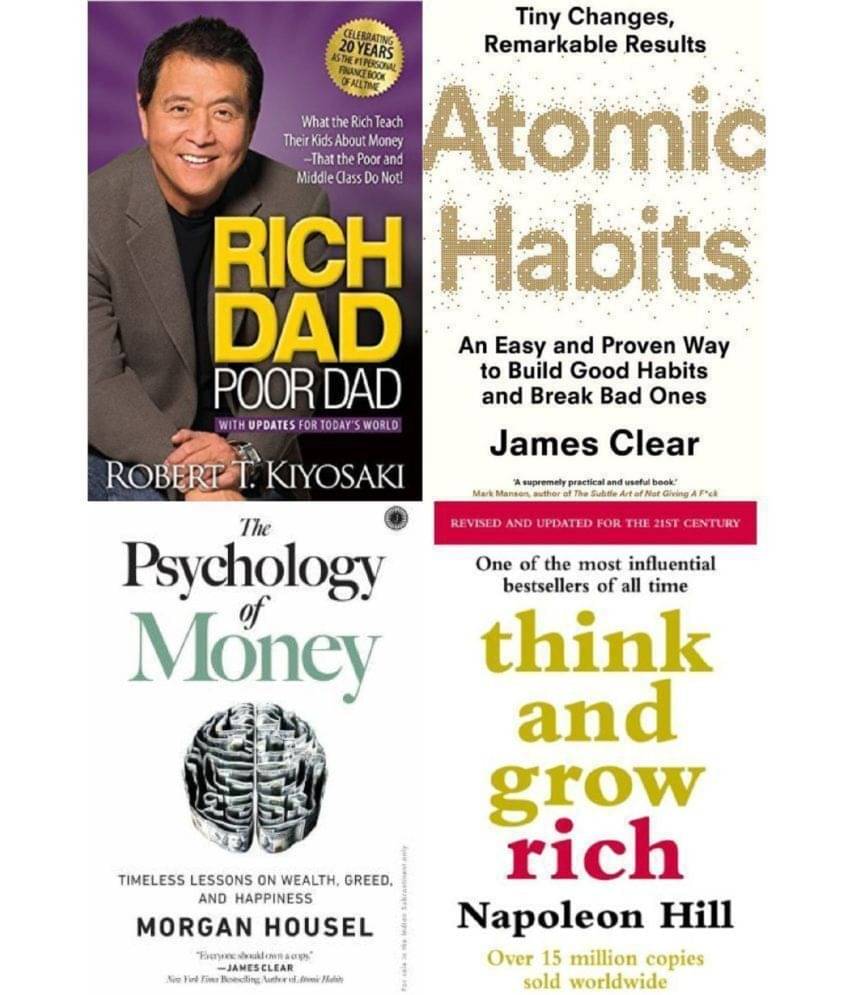 Combo of 4 Books (Rich Dad Poor Dad+The Psychology of Money +Atomic Habits+ Think and Grow Rich) (English,Paperback) Combo of 4 Books (Rich Dad Poor Dad+The Psychology of Money +Atomic Habits+ Think and Grow Rich) (English,Paperback)