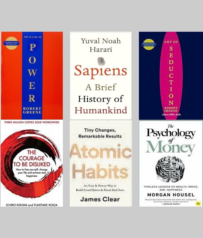 Concise Art Of Seduction + 48 Laws Of Power + Sapiens + The Courage To Be Disliked + Atomic Habits +The Psychology of Money - Stationery | Buy online on ZillyBuy