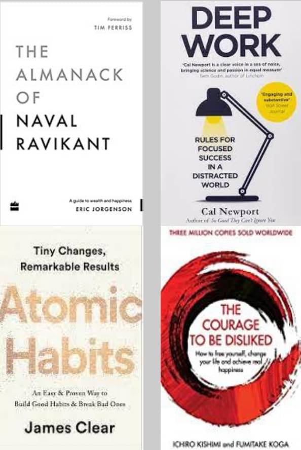 Deep Work + The Almanack Of Naval Ravikant + The Courage To Be Disliked + Atomic Habits Deep Work + The Almanack Of Naval Ravikant + The Courage To Be Disliked + Atomic Habits