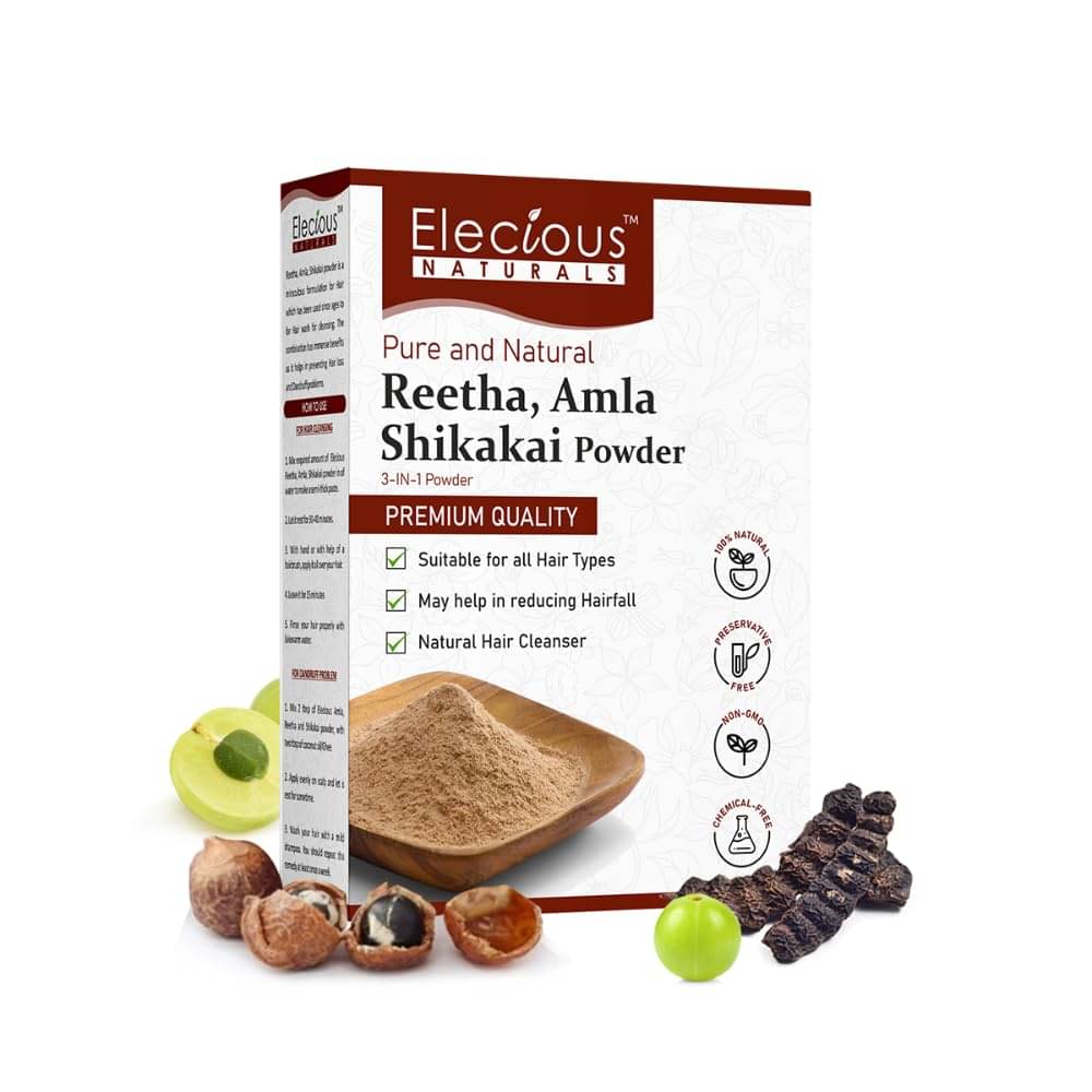     			Elecious Naturals Amla, Reetha, Shikakai Powder For All Hair | 100% Natural, No Preservative