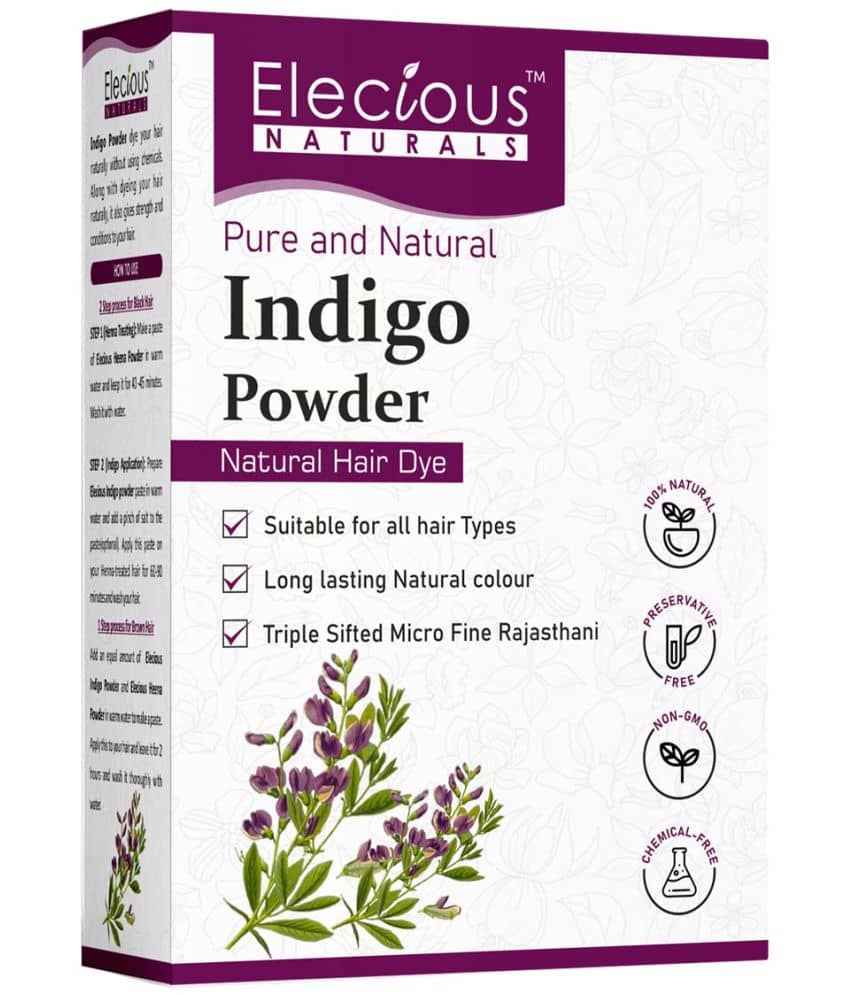 Elecious Indigo Powder for Hair black (200 Grams) | 100% Pure and Natural, No preservatives