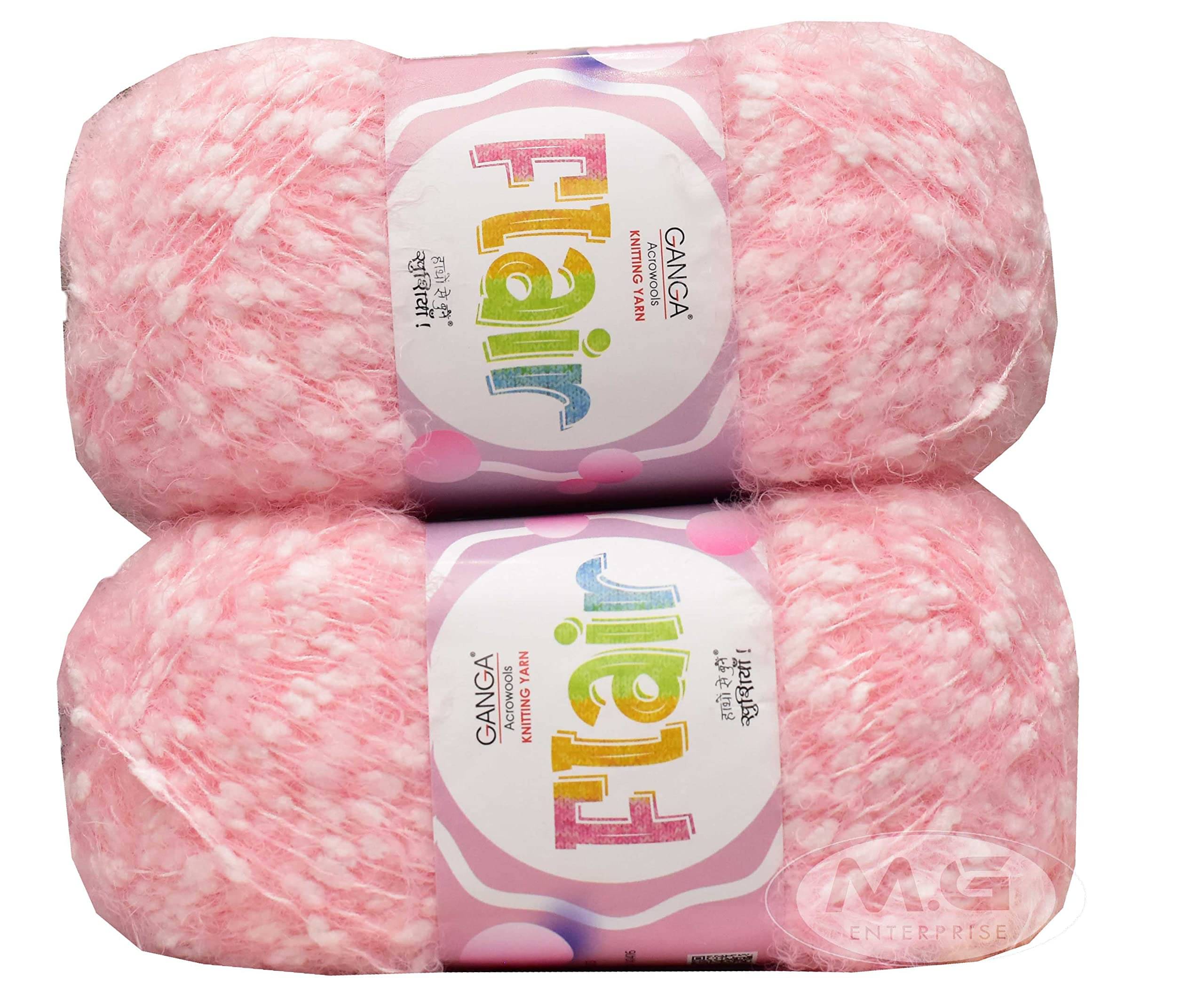     			GANGA Flair Pink 600 GMS Wool Ball Hand Knitting Wool/Art Craft Soft Fingering Crochet Hook Yarn, Needle Knitting Yarn Thread Dyed-D Art-AEFD