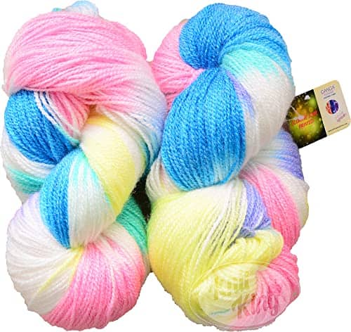 GANGA Glow Knitting Yarn Wool, Rainbow 200 GMS Woolen Crochet Yarn Thread. Best Used with Knitting Needles, Crochet Needles-A
