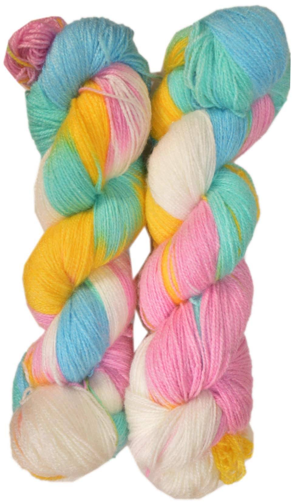     			GANGA Glowing Star Printed Hand Knitting Yarn (Multi Yellow White) (Hanks-500gms)