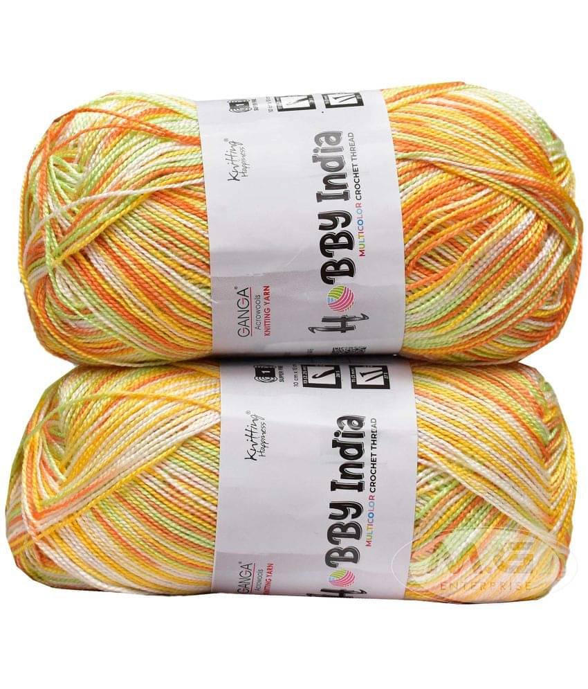     			GANGA Hobby India Multi Orange 600 gmsWool Ball Hand Knitting Wool/Art Craft Soft Fingering Crochet Hook Yarn, Needle Knitting Yarn Thread Dyed-Q Art-AEIJ