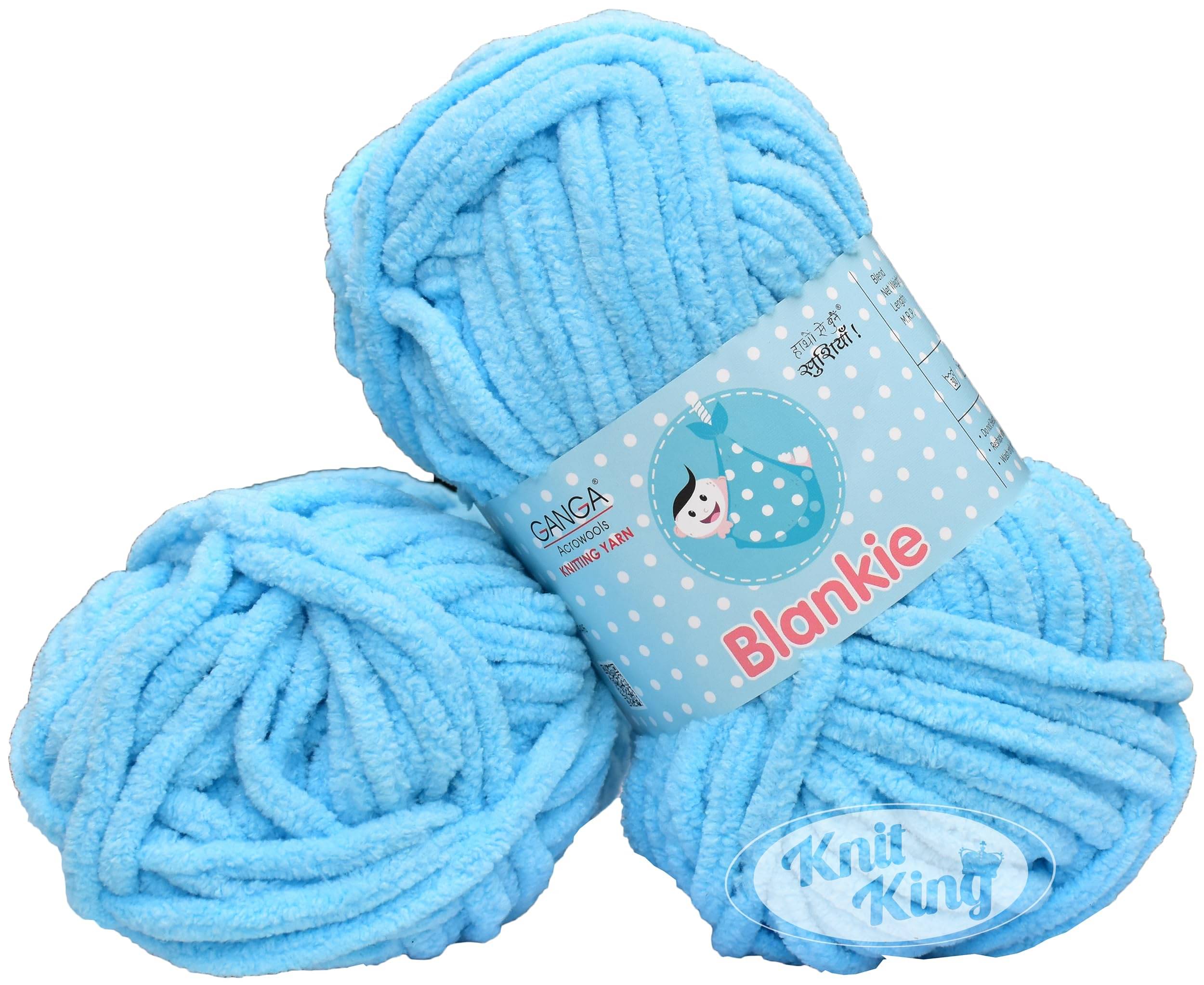     			GANGA Knitting Yarn Thick Chunky Wool, Blankie Aqua Blue 300 GMS Best Used with Knitting Needles-EL Art-ADHI