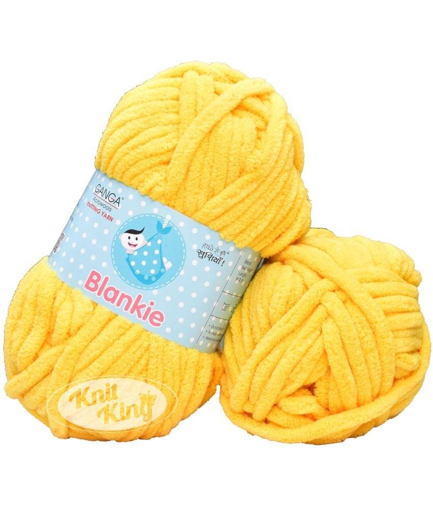     			GANGA Knitting Yarn Thick Chunky Wool, Blankie Yellow 300 GMS Best Used with Knitting Needles-FL Art-ADIJ