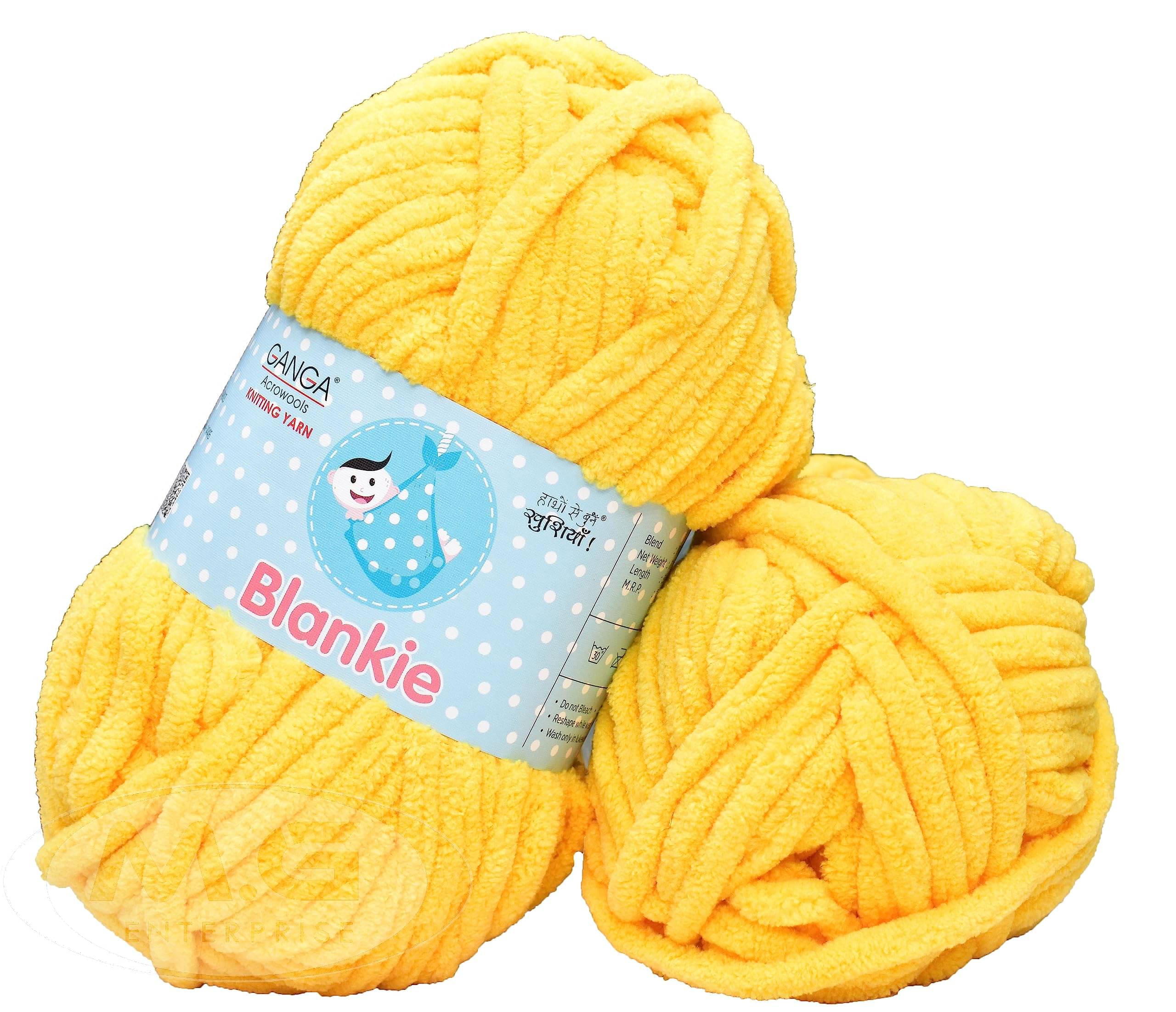     			GANGA Knitting Yarn Thick Chunky Wool, Blankie Yellow 200 GMS Best Used with Knitting Needles-BP Art-ADIJ