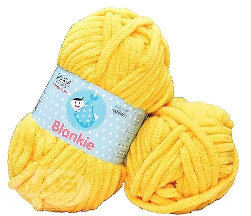     			GANGA Knitting Yarn Thick Chunky Wool, Blankie Yellow 400 GMS Best Used with Knitting Needles-BP Art-ADIJ